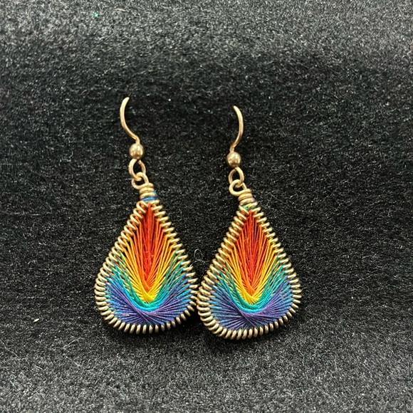 Jewelry - Gold and Rainbow dangle earrings